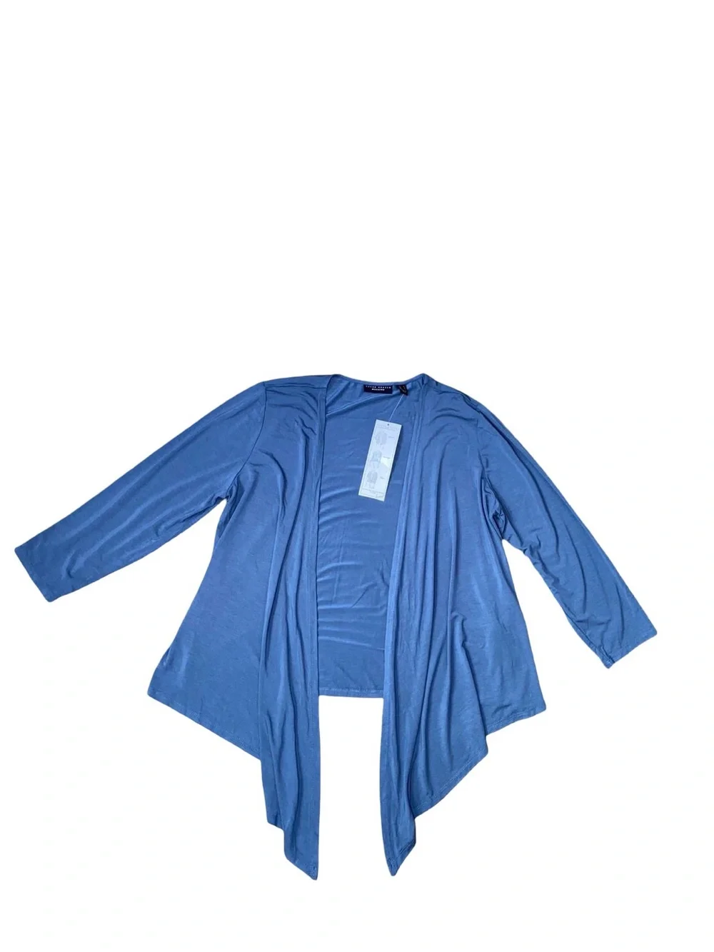Susan Graver Weekend Blue Signature Shrug Open Front Cardigan Medium Rayon
